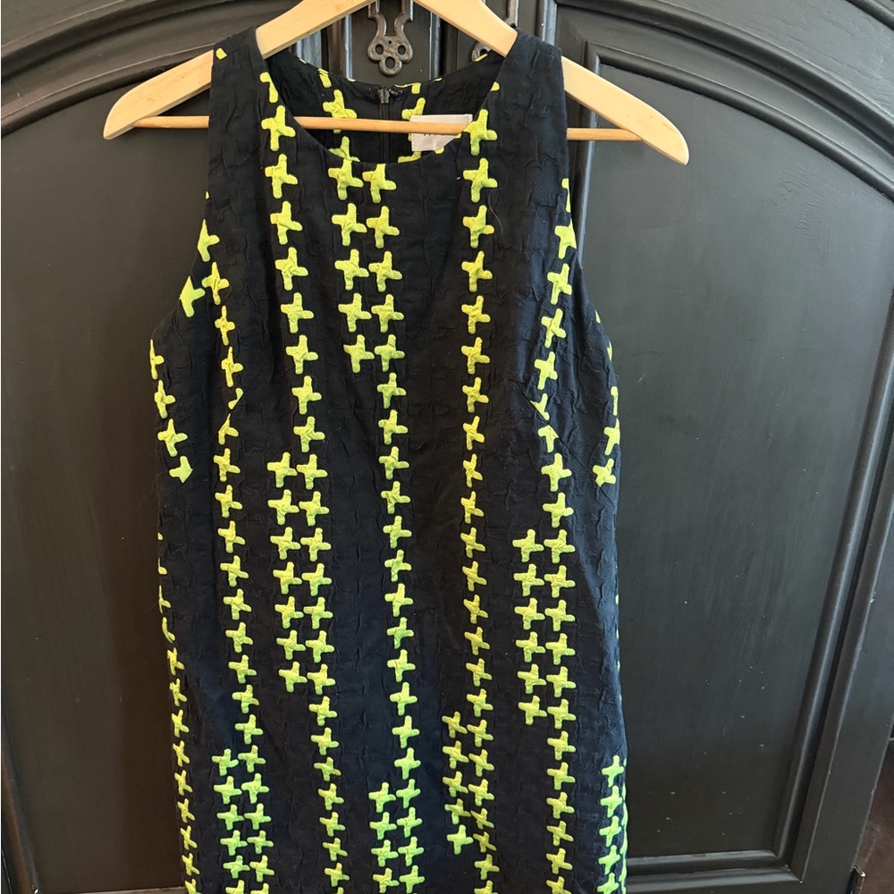 Milly brand silk and cotton navy and green dress